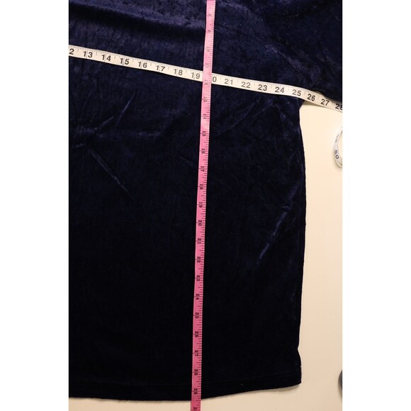 Vintage 90s Y2K TR Bentley Plus Midnight Blue Crushed Velvet Whimsigoth Top 2X - Picture 2 of 7